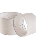 Set Of 2 Linen Drum Lamp Shades For Table And Floor Lamps, 13 Inch Diameter, 9 Inch High, showcasing beige fabric and spider fitter