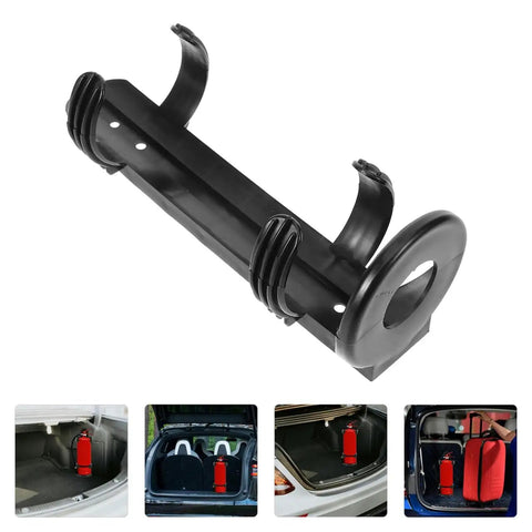 Car Fire Extinguisher Holder Wall Mounted Bracket Go To Universal Fit For Vehicles And Boats displayed in different installations.