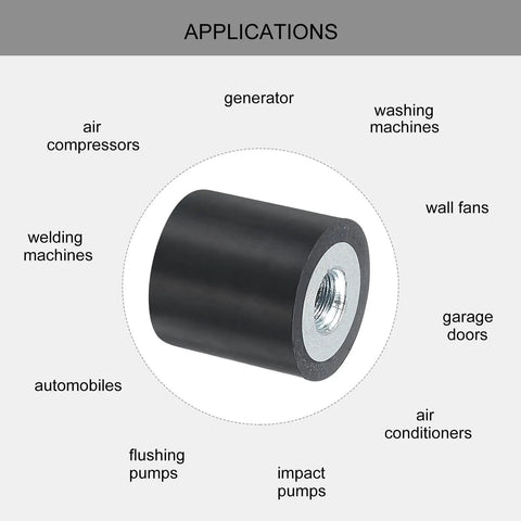 15x15mm M5 Female Rubber Mount Vibration Isolator Dope Vibe Dampers For Electronics And Machinery Flat Silent Block Base Anti Vibration Pads Replacement For DIY Projects And Small Tools, black rubber threaded mount