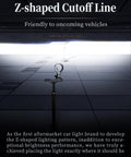 Diagram showing Z-shaped cutoff line for 180W Beast Bright LED Headlights H6054 5x7 7x6 ensure anti-glare for oncoming traffic