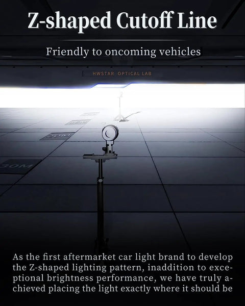 Diagram showing Z-shaped cutoff line for 180W Beast Bright LED Headlights H6054 5x7 7x6 ensure anti-glare for oncoming traffic