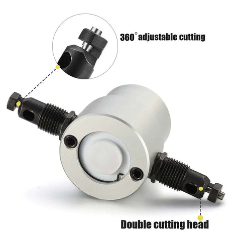 Beast Mode Pro Grade Double Head Sheet Metal Nibbler Cutter Drill Attachment with 360 Degree Adjustable Head and Wrench