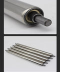 Heavy Duty Stainless Steel Conveyor Rollers 5 Piece Set Spring Loaded Press In Mount showcasing a close-up and top view of rollers.