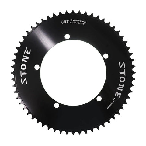 Beefy Track Bike Chainring For Fixie 144BCD 1X 60 Tooth Black Aluminum 7075 T651 CNC Machined Heavy Duty Lightweight For Single Speed Track Bikes Built For Durability And Speed, front view