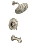 No-Brainer Brantford Brushed Nickel Posi-Temp Tub And Shower Trim Kit with 8-Inch Wide Eco-Performance Rain Showerhead and Lever Handle