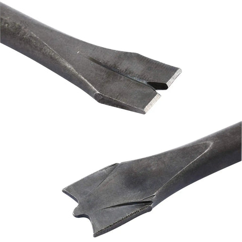 Close-up of chisel tips from 9-Piece Pneumatic Chisel Set For Air Hammer, Punch And Chipping Bits, 0.39 Inch Round Shanks