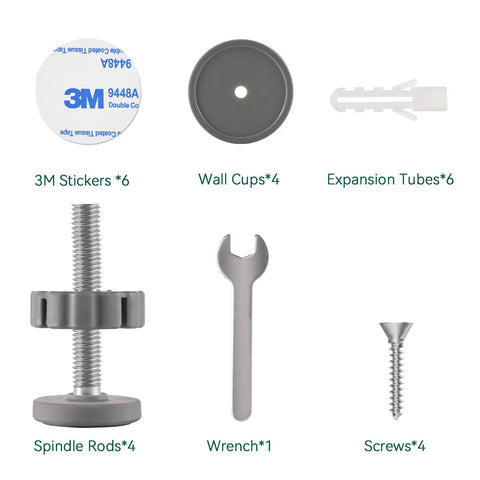 Pressure Gate Threaded Spindle Rods M10 Set For All Pressure Mounted Walk Through Gates, Baby Gate Hardware Screws Bolts Kit, White Finish, Spare Parts Replacement, Easy Install And Durable Construction