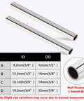 Two Livabber 304 stainless steel round tubes, 12 in long, 7/8 in OD, 0.06 in wall.