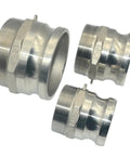 Heavy Duty Stainless Camlock Fitting Adapter Kit With Male And Female Quick Barb Disconnects In 1/2 3/4 1 1-1/4 2 3 4 Inch Sizes For Hose, Pump, And Valve, 304 stainless, 3 parts