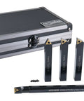 Half Inch Mini Indexable Turning Tool And Boring Bar Set For Metalworking, Pro Grade Includes Four Turning Tools And One Boring Bar, TCMT21.5 Inserts