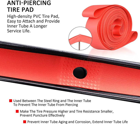 Red anti-piercing tire pad with high-density PVC material for Ultra Lightweight MTB Inner Tube Set For 26, 27.5, 29 inch.