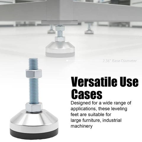 Beefy Adjustable Foot Levelers With 2.36 In Dia Base, M12 Thread, 5280 Lb Load Rating, Great For Cabinets, Tables, Workbenches, And Machines