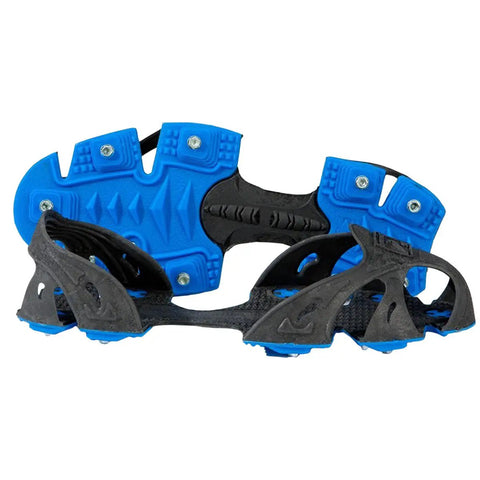 Ice Traction Cleats For Running Shoes, Lightweight Grip With Full Sole Coverage, Blue and Black Detailing, X Large