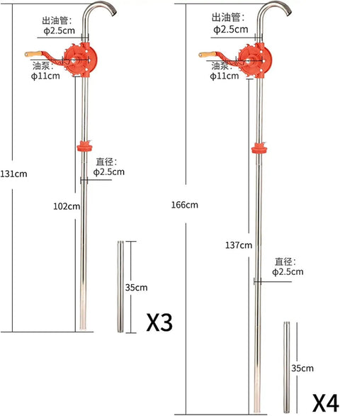 Heavy Duty Rotary Hand Barrel Pump For 15 To 55 Gallon Drums With Stainless Steel Inlet Pipe. Ideal For Transferring Gasoline, Kerosene, Antifreeze, Oil, Hydraulic Fluids And Other Petroleum Products. Durable Red Construction With Wear Resistant Core