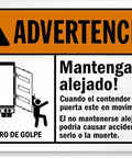 Stay Back Keep Clear Metal Tin Sign 8x12 Inch Durable Worksite Safety Sign showing 'Advertenica - Mantengase Alejado' warning graphic