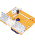 Hella Smooth Reverse Router Lift Base With Beast Mode Benchtop Clamps And No Sweat 0 To 54mm Precision Adjustments on orange surface.