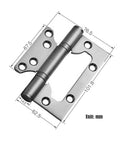 4 Inch Stainless Steel Mute Hinges With Son And Mother Bearings For Solid Wood And Composite Doors, showing measurements, rust-resistant