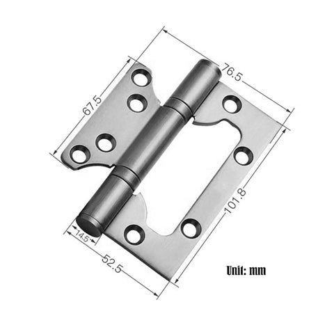 4 Inch Stainless Steel Mute Hinges With Son And Mother Bearings For Solid Wood And Composite Doors, showing measurements, rust-resistant