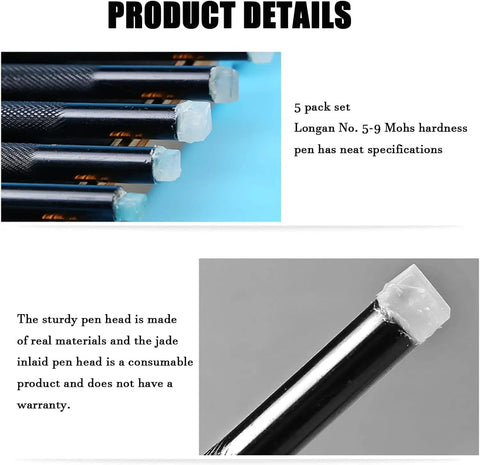 5 Through 9 Mohs Hardness Pen Kit With Storage Box For Quick Scratch Tests Jewelry Glass Jade And Minerals Dope Tool Set With Durable Metal Pen Holder, 5-pack tips
