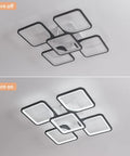 Turned on and off views of Five Heads Square LED Ceiling Light With Remote Dimmer And Memory Function 3000K To 6000K Dimmable