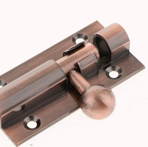WUUWCHODC Sliding Barrel Bolt Door Lock Gate Latch Heavy Duty Security close-up view showing bronze finish and mounting holes.