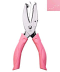 1mm Circle Hole Punch For Craft Paper With Pink Handy Grip Handle, durable metal, small circle cutter shown beside punched paper.