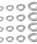 Heavy Duty Stainless Steel Lock Washers Kit 150 Pcs 18 8 304 Grade Spring Lock Washers Assortment For Auto DIY Marine Use Rust Resistant Built To Last Hardware Great For Home And Workshop Projects, assorted sizes