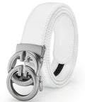 Mens Leather Ratchet Belt With Luxury Designer Buckle, Adjustable Dress Belt For A Perfect Fit, S White 1 Color