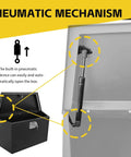 Pneumatic mechanism of 34 Inch Steel Trailer Tongue Box A Frame Storage Chest With Lockable Latch Weather Resistant Tool Box