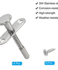 Professional Grade Rock Solid Spring Loaded Plunger Latches 8 Pack Stainless Steel quick release cabinet door locks with M4 mounting screws silver.