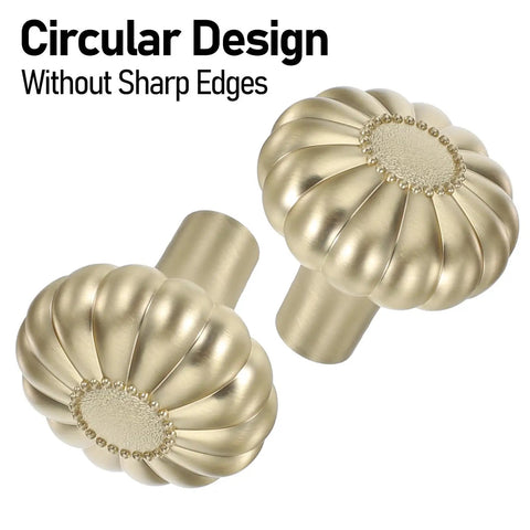 Two Pack Brushed Gold Cabinet Knobs Set For Drawers And Doors, circular design, vintage brushed brass hardware pulls