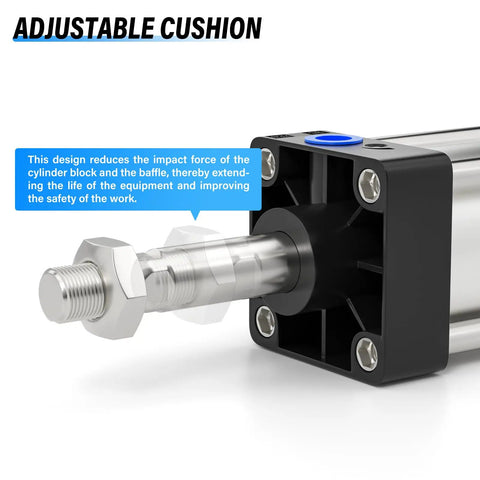Heavy Duty Pneumatic Air Cylinder 4 Inch Bore 4 Inch Stroke Double Acting With Half Inch Port Aluminum Body