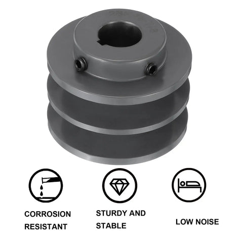 Heavy Duty Cast Iron V Belt Pulley With Double Groove Web Sheave Seven Eighths Inch Bore And 2.95 Inch Outer Diameter For 3L Or B Belts Bored To Size Built To Last With Keyways And Hollow Head Set Screws, cast iron pulley