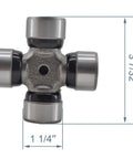 Premium U Joint Cross And Bearing Kit For 35 Series Drivetrain Fix, 1 1/4 inch caps, 3 7/32 inch span, heavy-duty design.