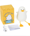 Seagull Silicone Night Light for Kids Portable Rechargeable Bedside Lamp with box, USB cord, and manual