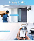 Outdoor Wireless Security Camera System With 130 Degree Wide Angle And 2 Way Audio Home Surveillance Kit. Delivery person at door.