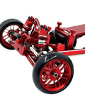 Close-up of red alloy Metal Drift Wheel Hub And Tire Upgrade Set For 1 To 24 RC Cars Adjustable Wheelbase Durable Alloy Components