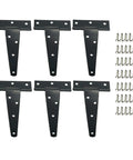 6 pack of 5 Inch T Strap Hinges Galvanized Iron Gate Hinge Set With Slotted Bearings, screws included, for shed and barn doors