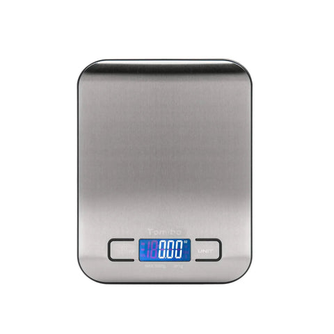 Digital Kitchen Scale with 11 lb Capacity, grams and ounces, stainless steel platform, backlit display, tare function