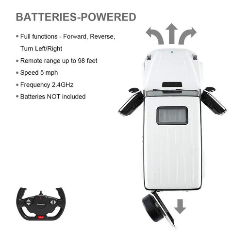 Top view of Mercedes AMG G63 Off Road Remote Control Car 1 14 Scale With Doors Open Working LED Lights 2.4Ghz White Color