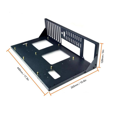 Heavy Duty Computer Open Case Rack For ATX Motherboards Featuring Reinforced Thickened Steel Platform and Triangular Mounting Brackets, 440mm x 265mm