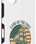 Patriotic Sailboat USA Flag iPhone 16 Case Retro Red White Blue Independence Day Design Shockproof Durable Phone Protector