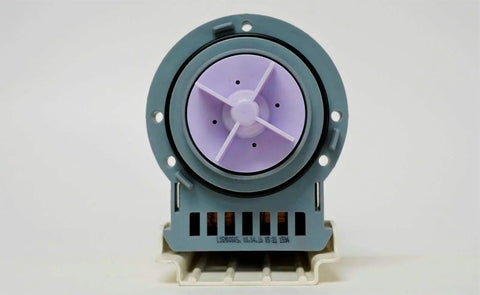Front view of Front Load Washer Water Pump Motor 461970201671 46197020148 Replacement Part With Four Blades Impeller Mod M75