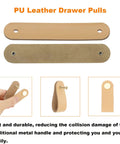 Six Pack Leather Drawer Pulls For Dresser And Cabinet Soft Leather Knobs Khaki Color With Easy Screw Installation displayed