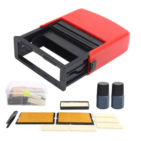 Compact Pro Grade Date Code Ink Stamp Tool With Solid Font Options For Industrial Control Supplies Fast Dependable Printing On Labels And Parts Long Lasting Font Stability For Up To Ten Years, 4.4x3.3x1.2 in red black body