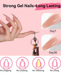 HEMA Free 50ml Nude Nail Gel For Extensions And 3D Molding, long-lasting finish, Day 1 vs Day 30 comparison, key holding demonstration
