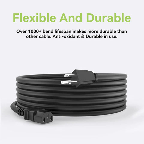 6 Foot AC Power Cord For Korg Pro Arranger N364 Music Workstation 61 Key Keyboard With Overload Protection, flexible and coiled