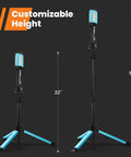 Rechargeable Work Light With Stand Cordless Triple LED Lamp System 8Ah Battery Delivers 700 1200 2200 Lumens Dimmable