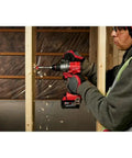 M18 1/2-Inch Cordless Drill Driver Bare Tool With Belt Clip And Side Handle All Metal Chuck Fastest Drive Under Load in action drilling wood