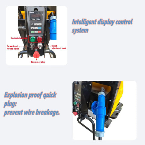 Control panel and explosion-proof plug on Beefy 12 Head Planetary Concrete Floor Grinder Polisher With Dust Collector Wet And Dry Grinding 220V 7.5kW Cement Epoxy Terrazzo Floor Grinder For Ultra Smooth Finish.